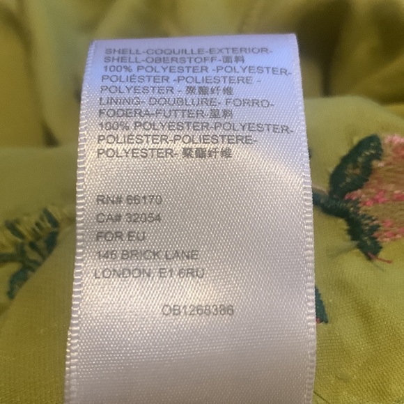 UO Green Floral Embroidered Velvet Mini Green Unlined Side Zipper Dress - Picture 9 of 10